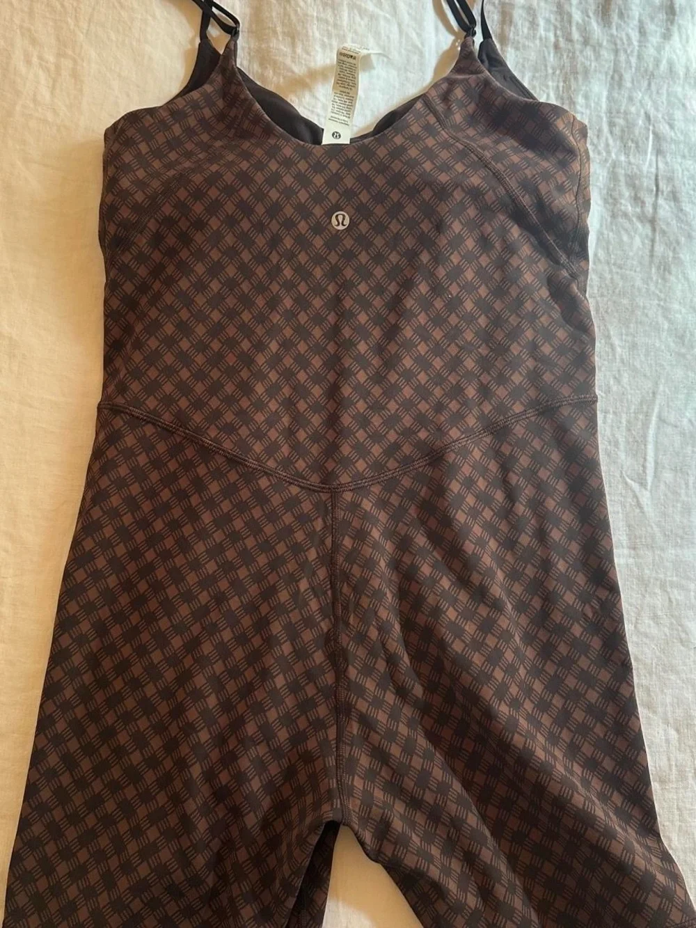 lululemon athletica Brown Plaid Stretch Romper